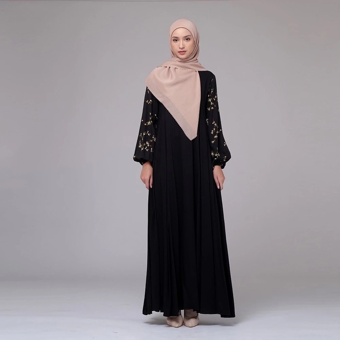 KOMPLIT Baju Gamis Muslim Syari Wanita Dewasa Terbaru Warna Hitam Dress Lebaran Pesta Kondangan