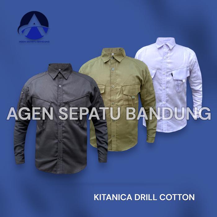 TERUJI Grosir Kemeja Tactical Kitanica Kemeja Kemeja Lapangan Bahan Drill Katun Kemeja tactical pria