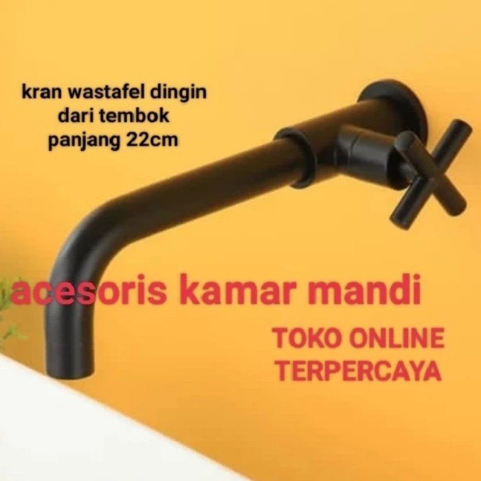 kran dinding panjang hitam kran wastafel tembok baling black stainles