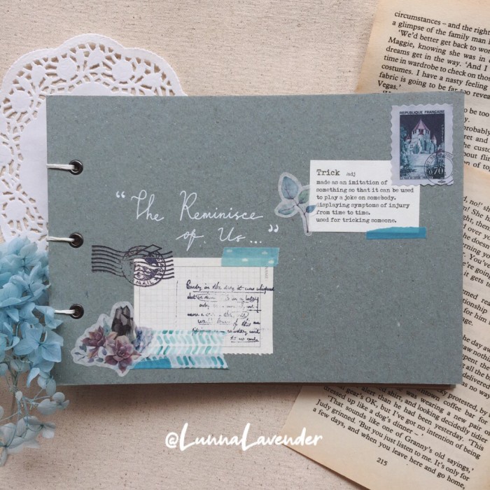 Scrapbook Album Custom Blue Theme Vintage Journal Handmade