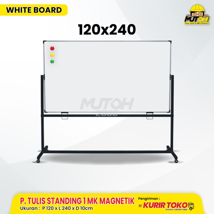 

Whiteboard Standing Magnetic 240 x 120 Papan Tulis Standing 1 Muka