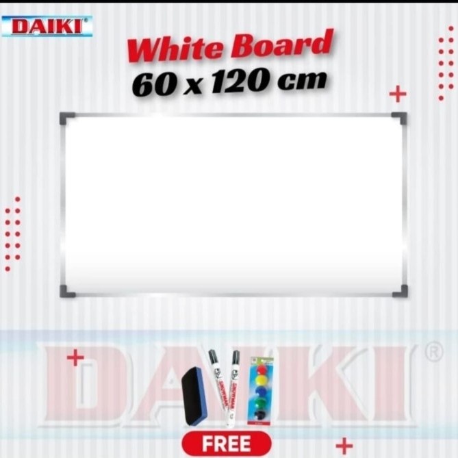 

Daiki Whiteboard magnetic single face 60 x 120 cm/Papan tulis gantung.