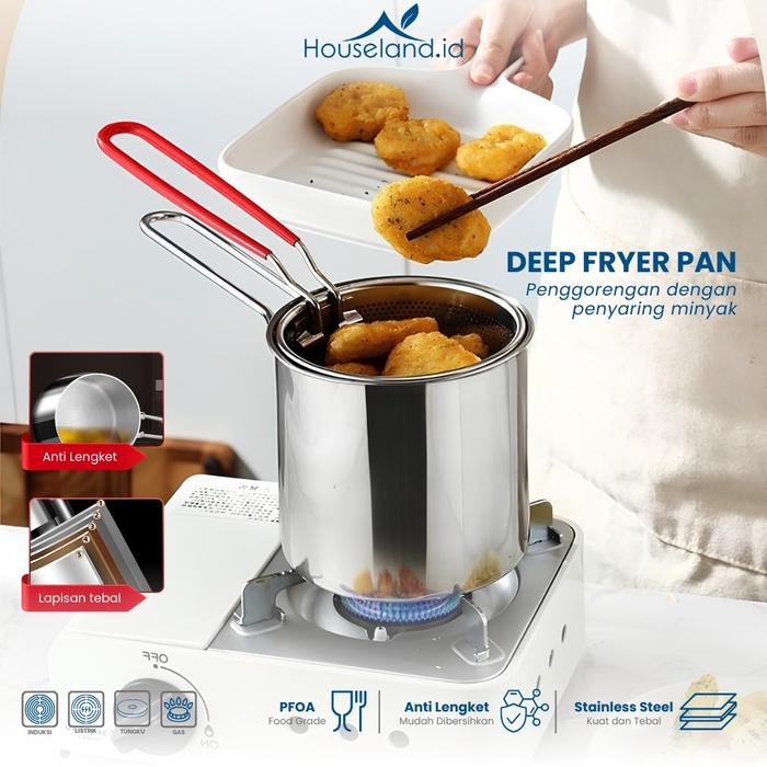 Deep Fryer Funnycook 4 IN 1 Mini Deep Fryer Panci Penggorengan Kentang Saringan Minyak Dan Capitan