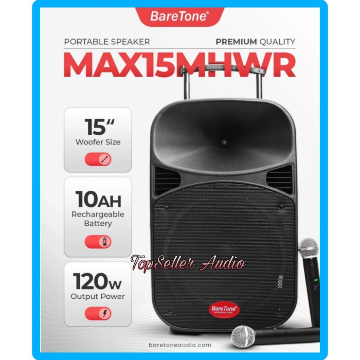 Baretone MAX15MHWR Speaker Aktif Portable 15 inch Kualitas Terbaik