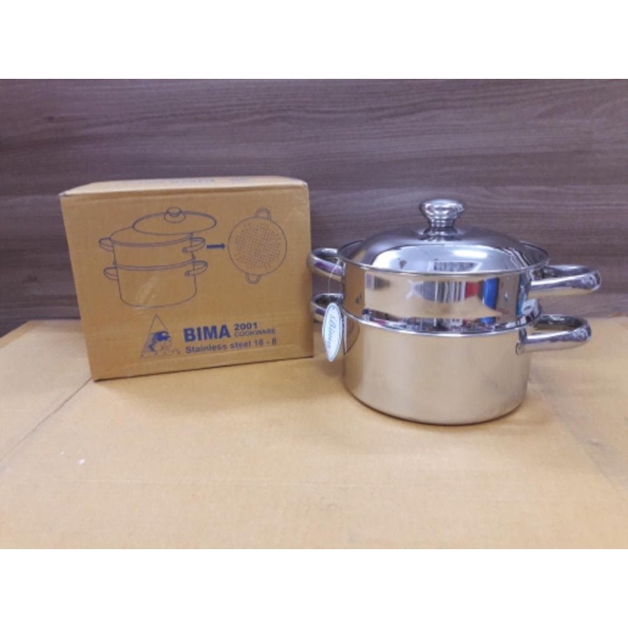BIMA ELEMENT 2001 saucepot + steamer stainless steel bisa induksi
