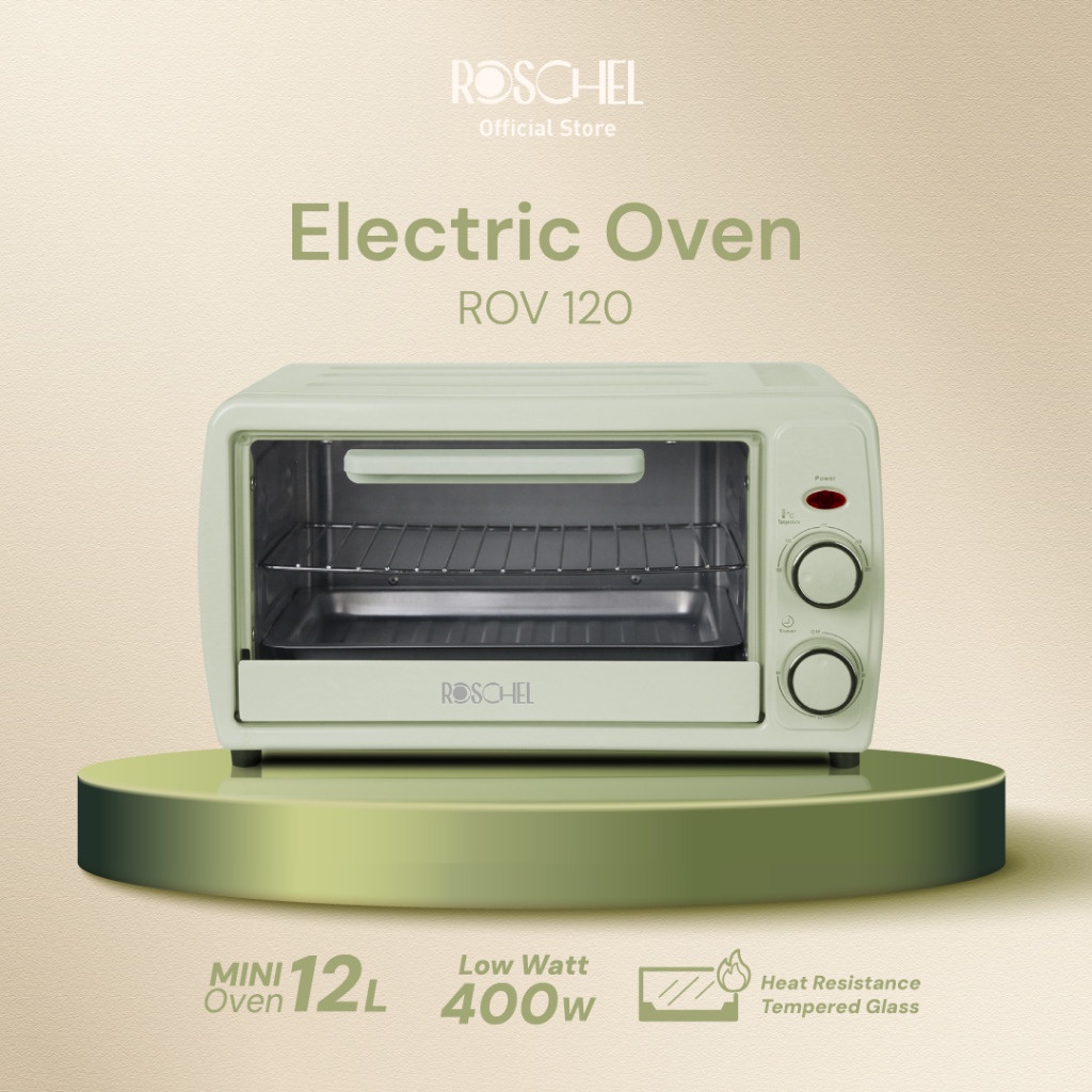 Roschel Electric Oven Kapasitas 12 L 12L 12-L Mini Oven Mini Low Watt 400 W Hemat Listrik Pemanas