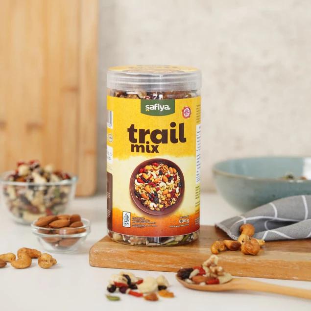 

terbaru !!! trail mix safiya 600 gram jar with almond roasted original snack food ready