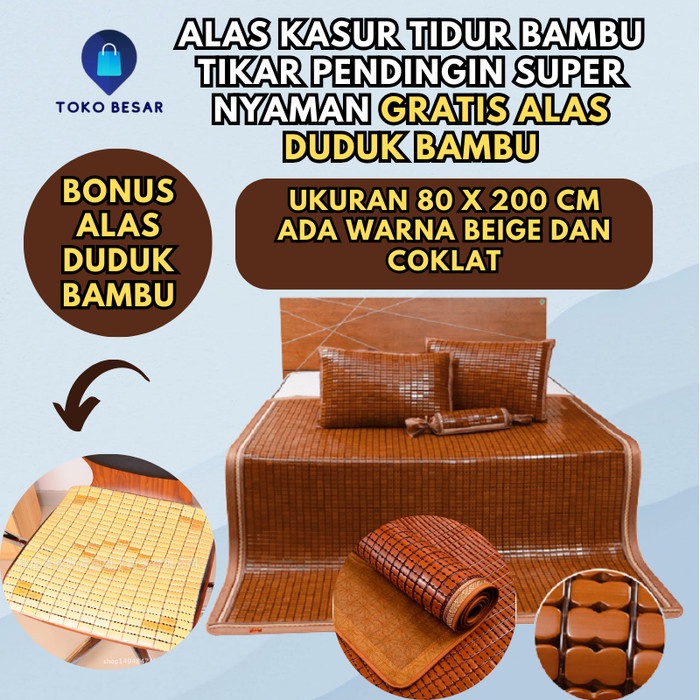 ORIGINAL PREMIUM Alas Kasur Tidur Bambu 200 x 80 Tikar Pendingin