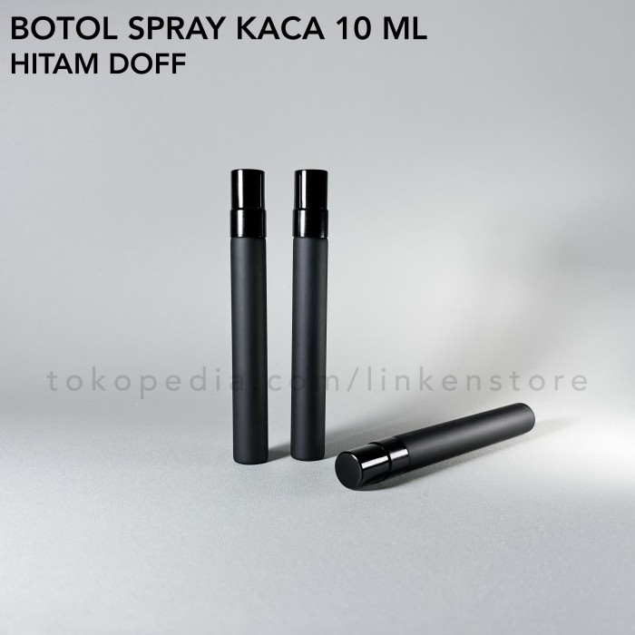 Botol Spray 10ml Kaca HITAM DOFF Tutup Metal / Aluminium Parfum