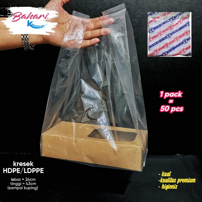 TERPERCAYA plastik kresek plong oval PE 24 bening premium oxium ramah