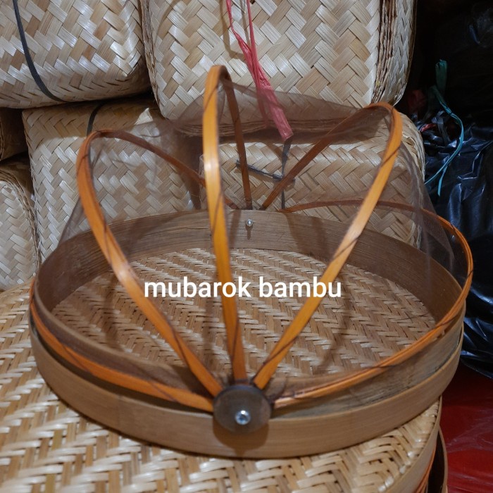 Tudung saji bambu/tampah kelambu oval-kecil