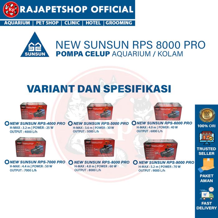 NEW SUNSUN RPS 8000 Pompa Air Celup Kolam Aquarium