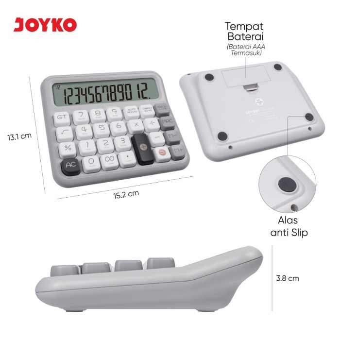 

JOYKO KALKULATOR WARNA PASTEL CC-63ACO CC-63BCO KALKULATOR LUCU 12 DIGITS MECHANICAL BUTTON