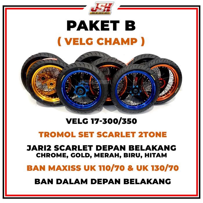 Ban Set Supermoto KLX 150 BIGFOOT DTRACKET CRF 150L WR 155 Velg Scarlet Expedition Champ Sprint XD
