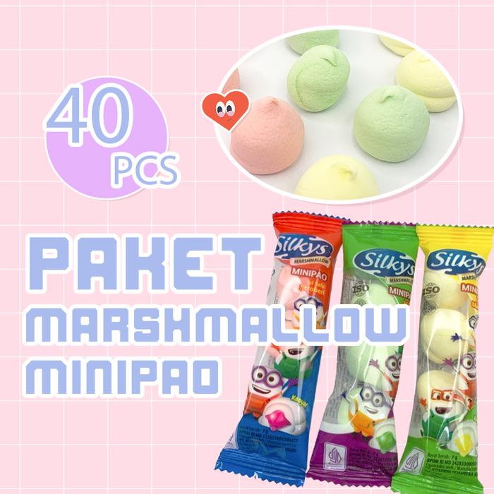 

NeW PAKET MARSHMELLOW MINIPAO 40PCS ANEKA RASA TERBARU HALAL RASA BUAH BUAHAN CEMILAN ANAK LUCU DAN