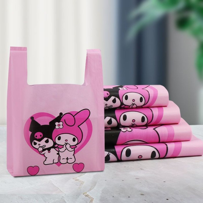 PRODUK TERBATAS 20pcs kantong kresek warna motif melody kuromi pink plastik serbaguna