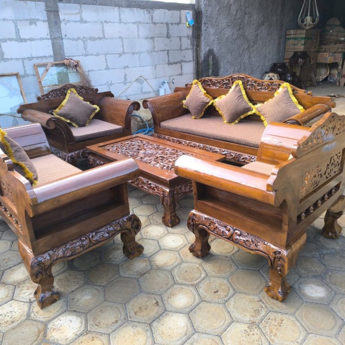 PREMIUM Kursi tamu jati kursi tamu ukir kayu jati kursi tamu madura kaki macan jati kursi tamu