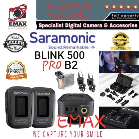 Mic Saramonic Blink 500 PRO B2 Clip on Wireless Microphone Camera / HP