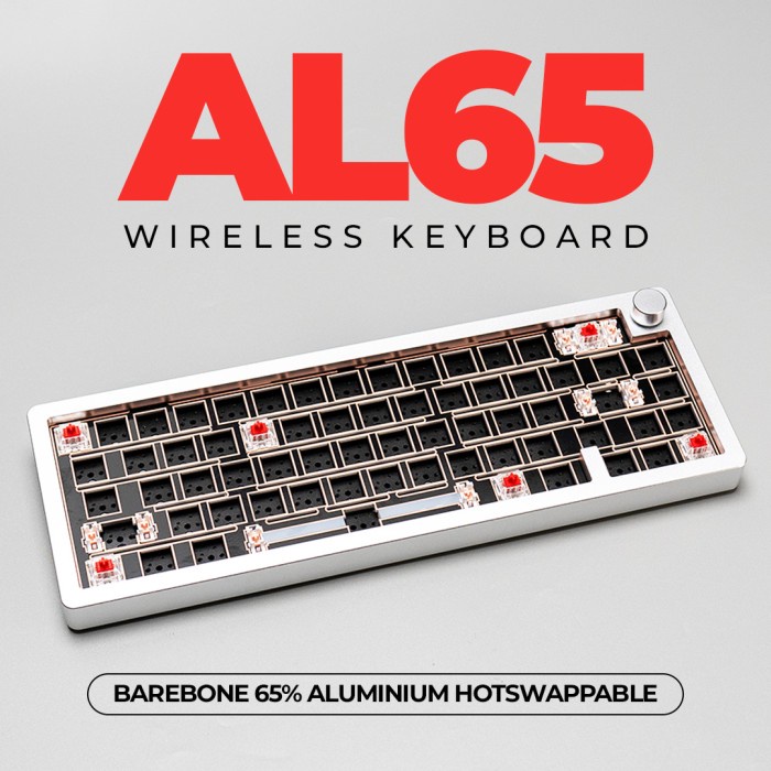 TERBARU AL65 - Wireless Barebone 65% Aluminium Hotswappable Mechanical Keyboard