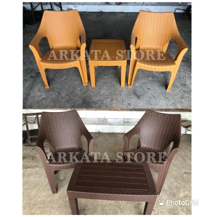 [tch] - 1 Set kursi Teras Santai Plastik Olymplast + Meja
