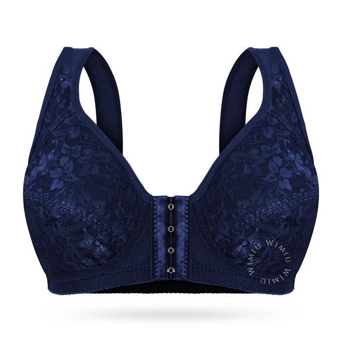 Wimiu Bh Bra Wanita Kait Kancing Depan Bh Tanpa Kawat Tanpa Busa Motif Bunga Brokat Wireless Bra