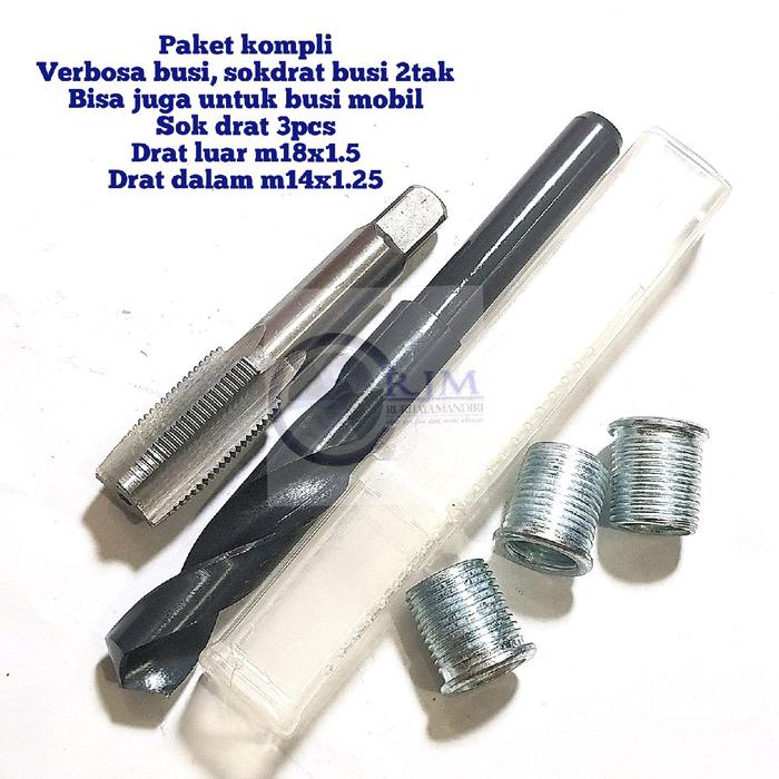 terbaru !!! paket komplit verbos busi motor 2tak dan mobil set tap n bor set sok drat busi drat luar