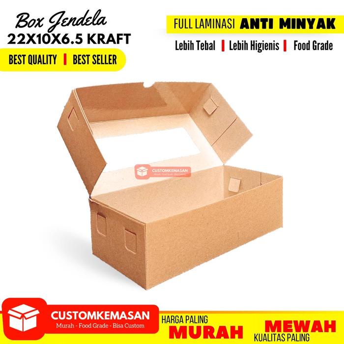[Masih] Dus Brownies 22x10x6.5 25 Pcs / Dus Brownies Box 22x10 / Box Brownies Jendela Kemasan