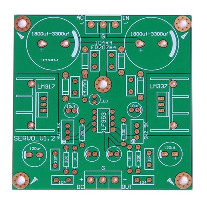 LM317 LM337 LF353 Servo Rectifier Filter Power Supply Bare PCB Board