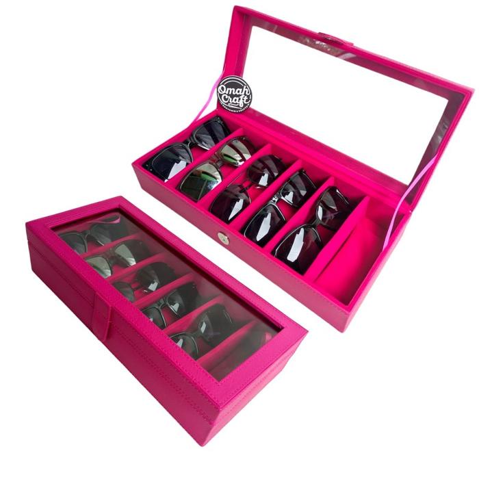 Kotak Kacamata Isi 6 Full Color / Box Kacamata / Tempat Kacamata Kulit #Gratisongkir