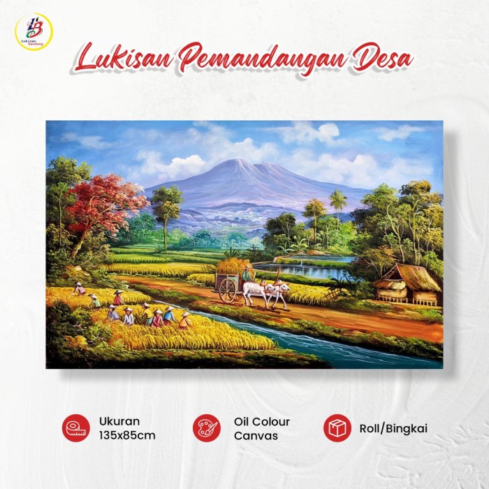 Lukisan Pemandangan Sawah Kerbau 135x85