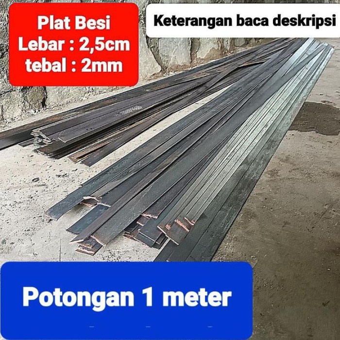 PREMIUM PLAT BESI STRIP ukuran lebar 2,5cm tebal 2mm potongan 1 meter