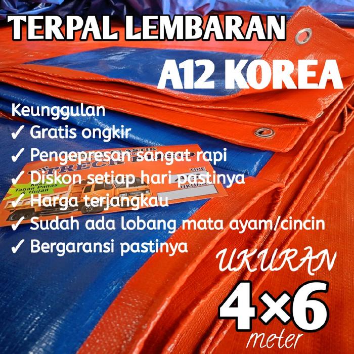 PREMIUM Terpal Plastik Tipe A12 Korea Biru - Ketebalan Terpal A12, Hot Press, Kualitas Bagus