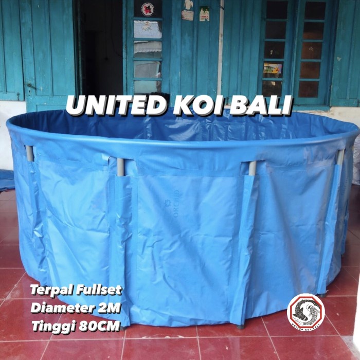 PREMIUM KOLAM TERPAL VET BULAT ORCHID FULLSET VET TERPAL IKAN KOI DIAMETER 2M