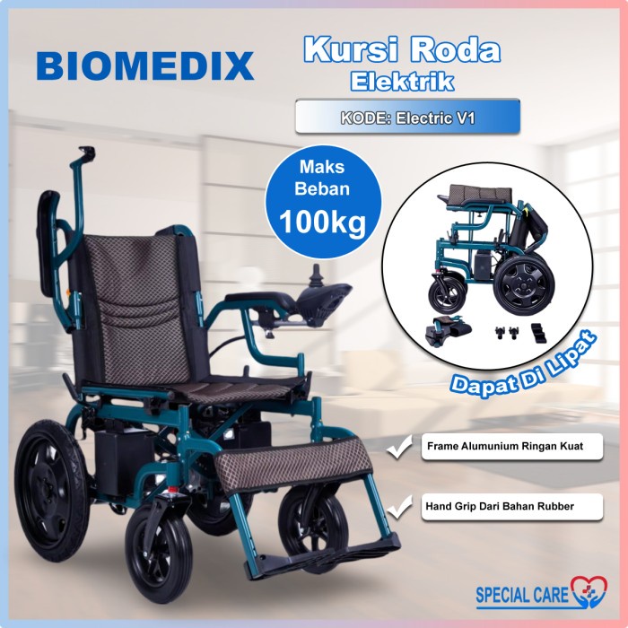 Ready BIOMEDIX Electric V1 - Kursi Roda Elektrik Lipat Portable Travelling Dewasa Lansia Alumunium