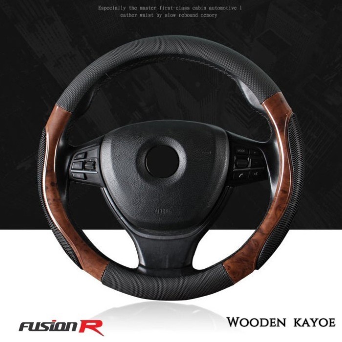INNOVA REBORN Cover Sarung Stir Setir Mobil WOODEN KAYU Kulit FUSION R