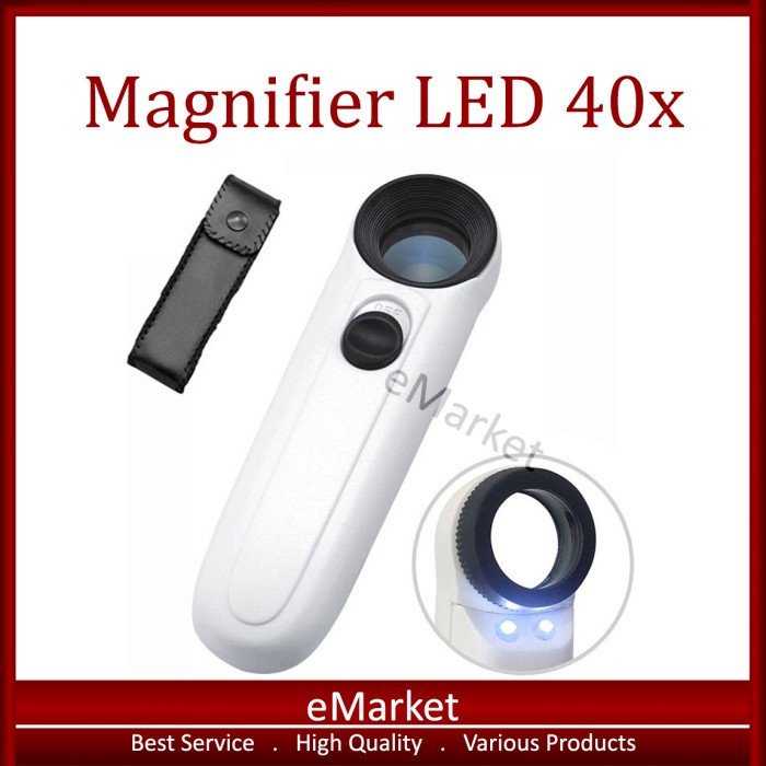 

Kaca Pembesar LED 40x / Lampu Lup Lensa Magnifier Handheld / Membaca