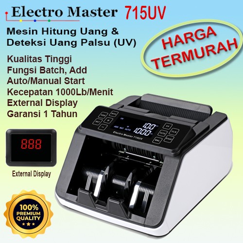 

Terlaris Mesin Penghitung Uang Money Counter Electro Master 715UV SALE