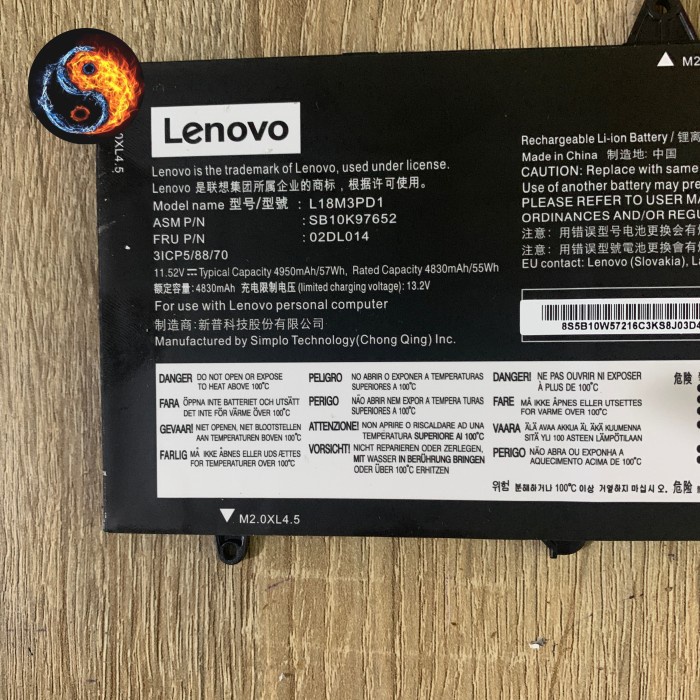 Baterai ThinkPad T14S-20T0 20T1 T490S T495S 02DL014 L18L3PD1 L18M3PD1 L18M3PD2 L18C3PD2