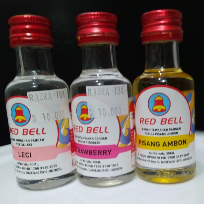 

Ready Stok" Red Bell Essen Perisa Leci / Strawberry / Pisang Ambon 60 Ml