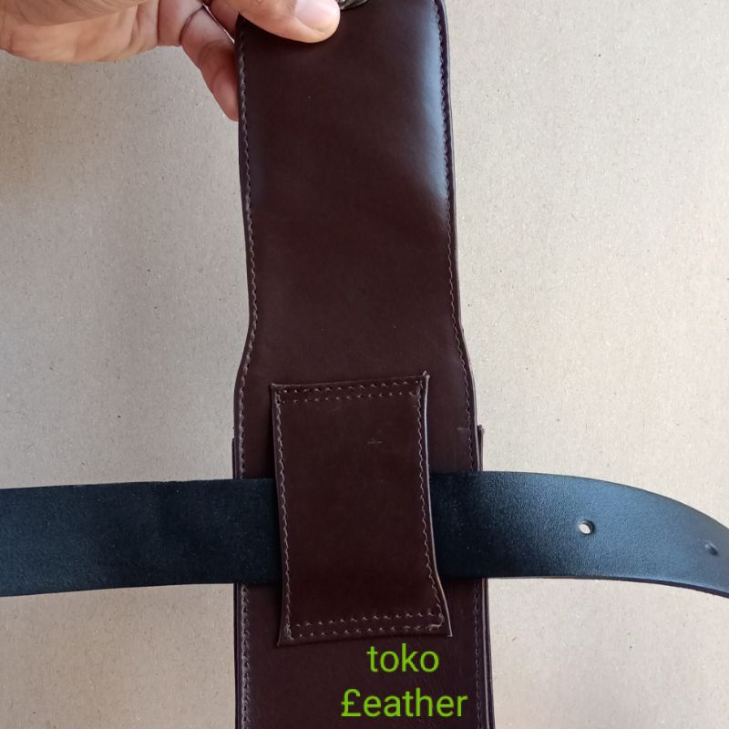 CUCI GUDANG Dompet hp Pinggang Dobel Slot Kulit Sapi Asli