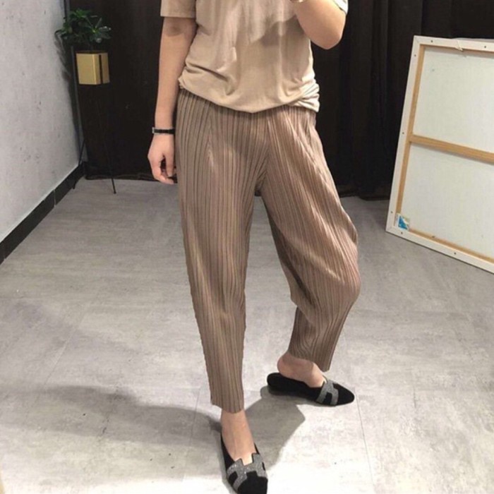 ANYTIME PANTS PLISKET WANITA CELANA PANJANG IMPORT PLEATS KOREA