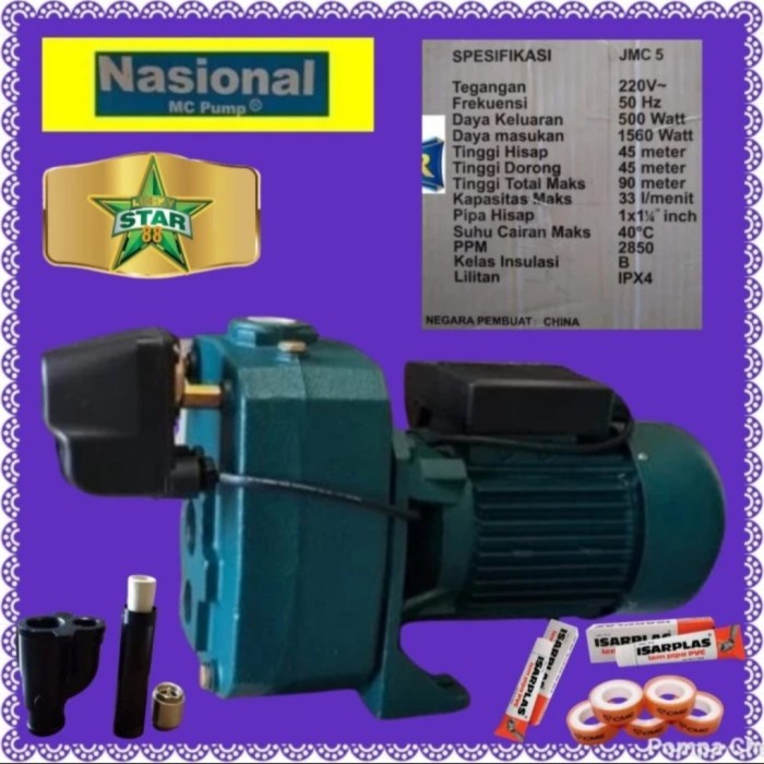 Mesin pompa air jet pump 505 50 mtr kls eva 500 watt jetpump lakoni