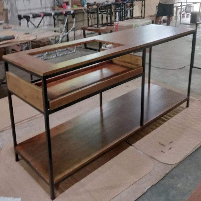 TERLENGKAP Rak kompor tanam meja dapur kayu Jati Belanda ukuran 150*50*75