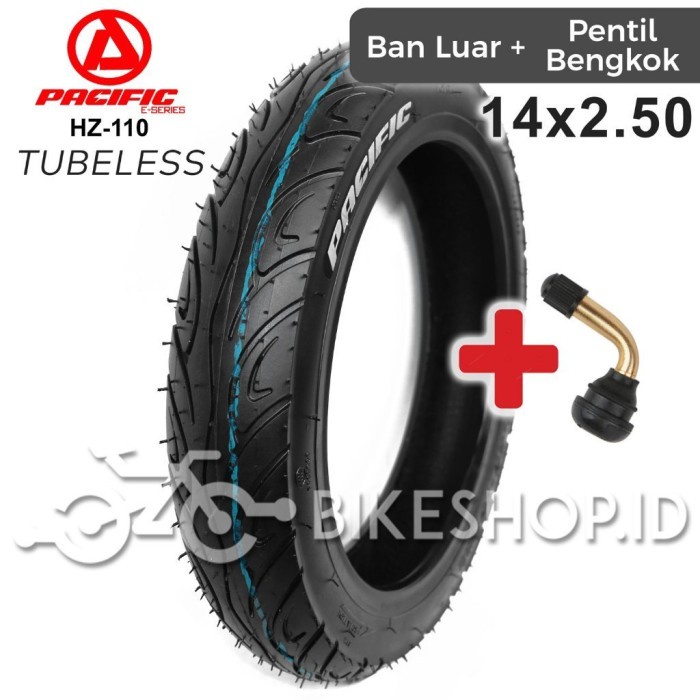 Ban luar sepeda listrik 14 x 2.50 inch Ban Tubeless Exotic dan Pentil