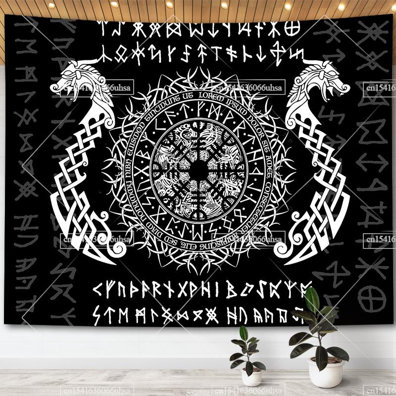 Permadani Prajurit Legenda Viking Hiasan Dinding Permadani Gagak Gagak Hippie Celtic Retro Mitologi 