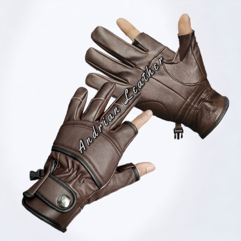 BEST SELLER SARUNG TANGAN MOTOR KULIT ASLI JARI BOLONG GLOVES HALF FINGER