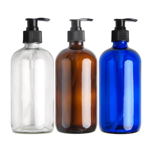 [dellacell] - Botol Pump Kaca Amber 250ml/500ml/1000ml