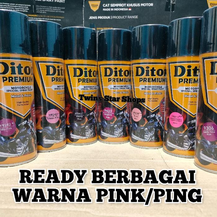 Diton Premium Pilox Pilok Cat Semprot Ready Berbagai Warna Ping Pink 400cc Magenta Pink 9433 Candy