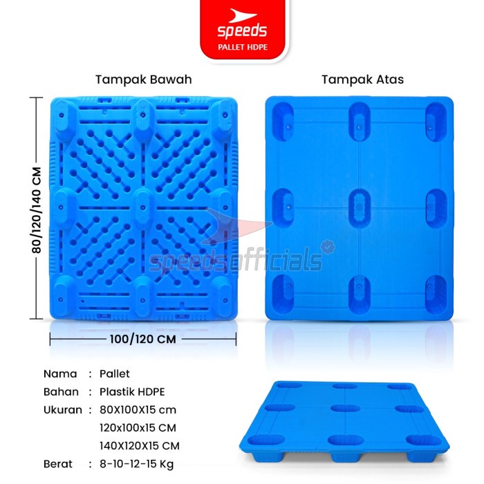 SPEEDS Palet Plastik HDPE 120x100x15cm Bahan Plastic HDPE Pallet Kaki 9 Kuat Kokoh