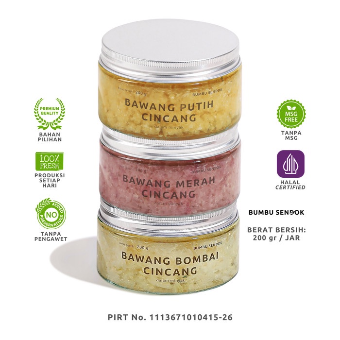 

Bumbu Sendok Paket (3 Jar) Bawang Putih, Merah, Bombai 200G